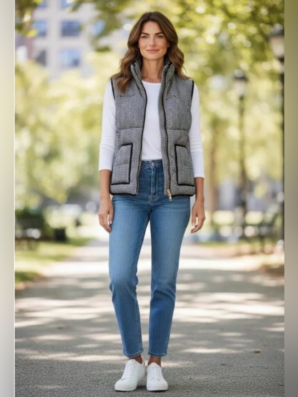 J.Crew Herringbone Excursion Quilted Down Puffer Double Zip Vest Small
